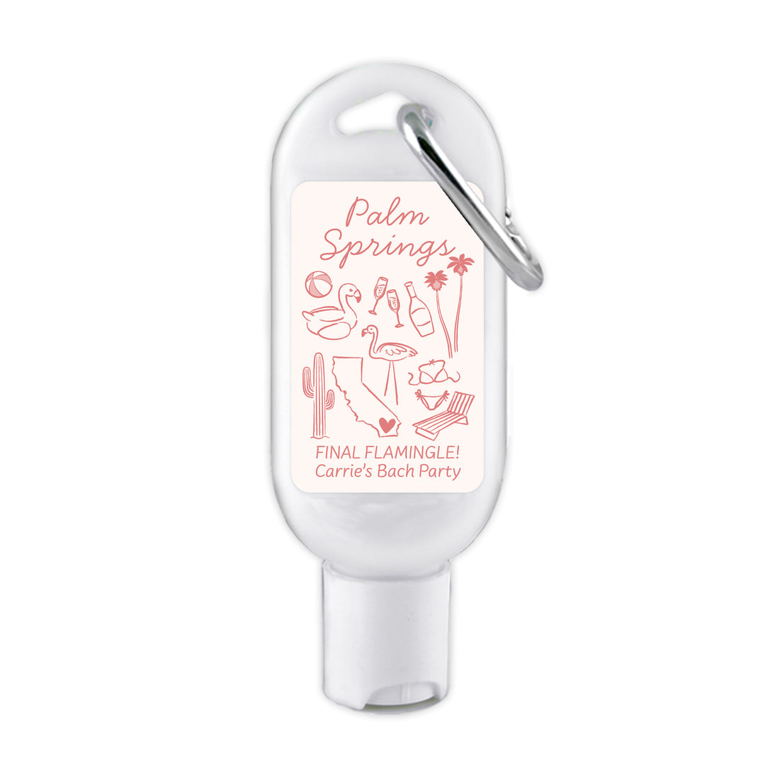 Sunscreen with Carabiner Favor, Girls Trip, Palm Springs Bachelorette Carabiner Sunscreen