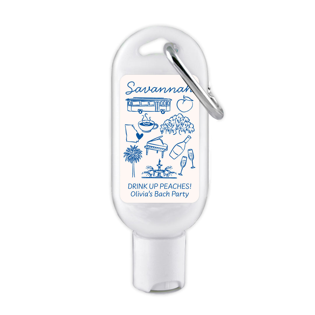 Sunscreen with Carabiner Favor, Girls Trip, Savannah Bachelorette Carabiner Sunscreen