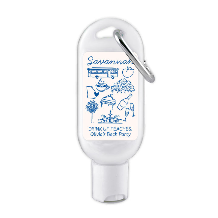 Sunscreen with Carabiner Favor, Girls Trip, Savannah Bachelorette Carabiner Sunscreen