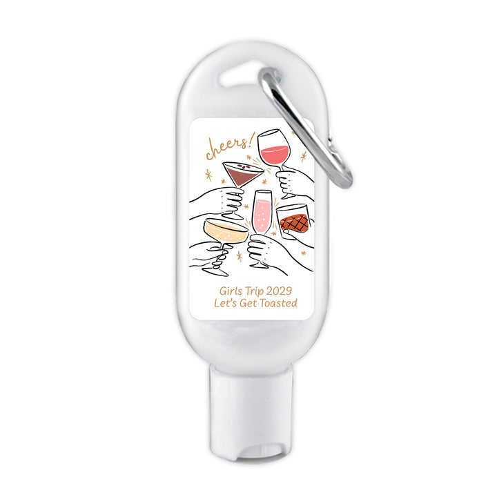 Cheers Cocktails Doodle, Carabiner Sunscreen
