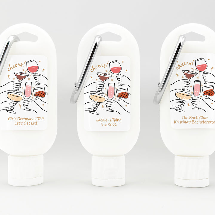 Cheers Cocktails Doodle, Carabiner Sunscreen