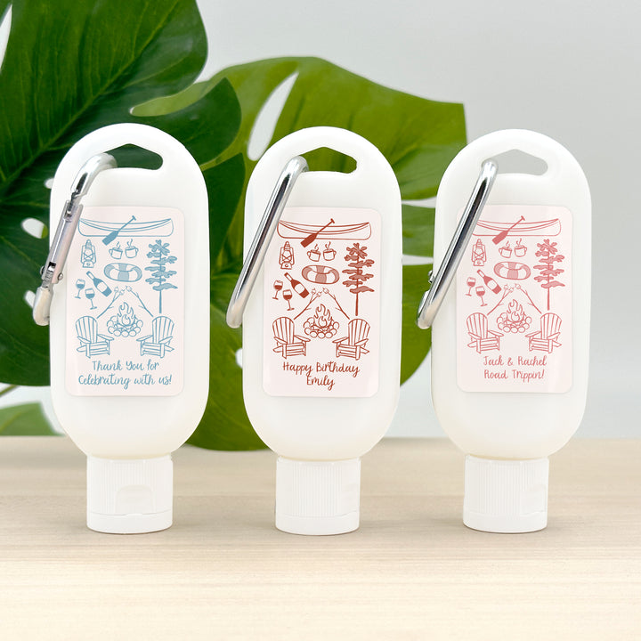 Sunscreen with Carabiner Favor, Girls Trip, Lake Bachelorette Carabiner Sunscreen