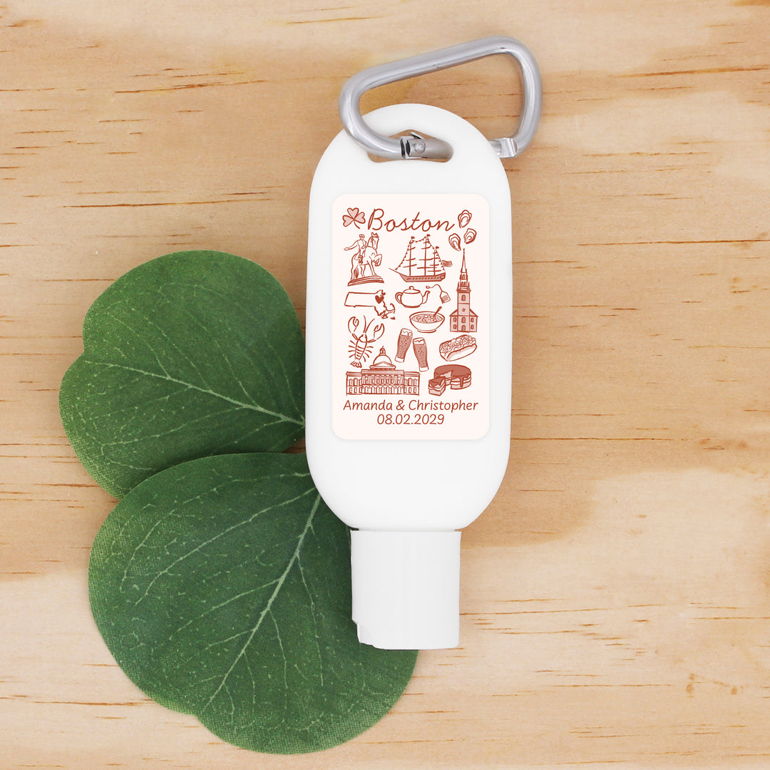 Sunscreen with Carabiner Favor, Girls Trip, Boston Bachelorette Carabiner Sunscreen