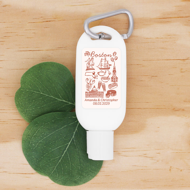 Sunscreen with Carabiner Favor, Girls Trip, Boston Bachelorette Carabiner Sunscreen