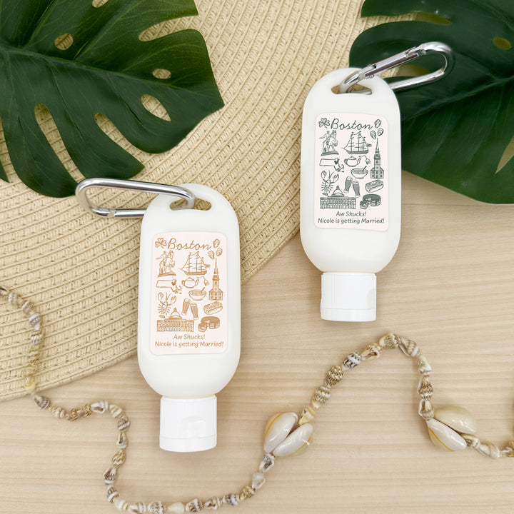 Sunscreen with Carabiner Favor, Girls Trip, Boston Bachelorette Carabiner Sunscreen