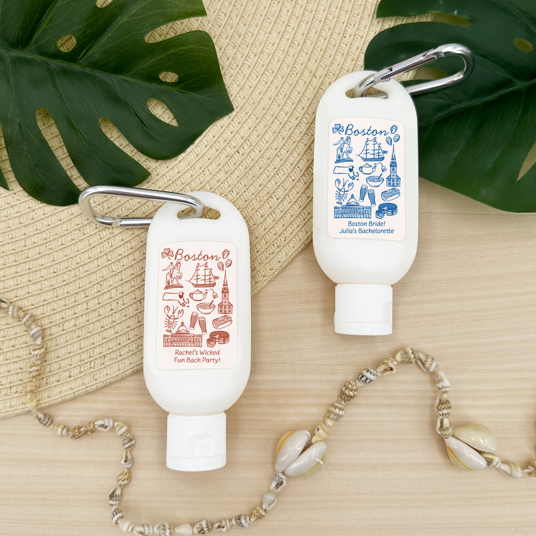 Sunscreen with Carabiner Favor, Girls Trip, Boston Bachelorette Carabiner Sunscreen