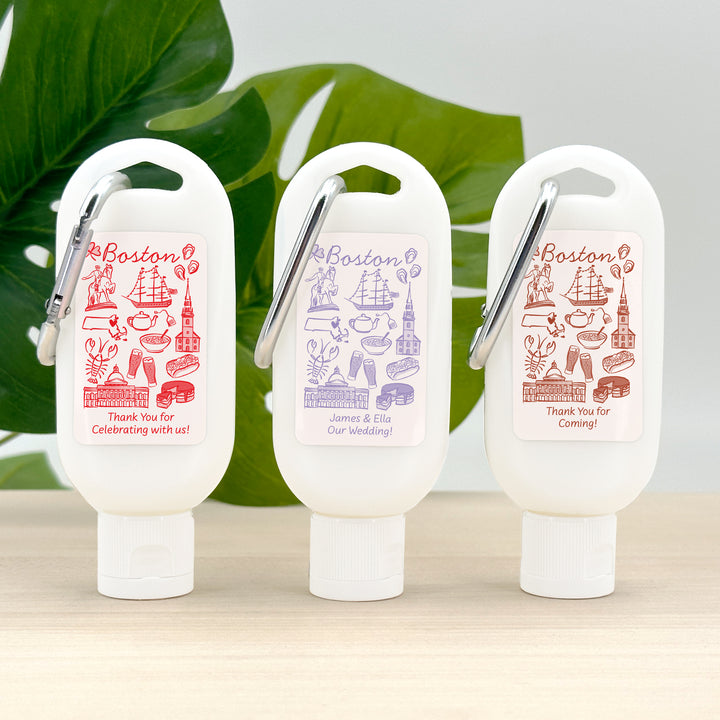 Sunscreen with Carabiner Favor, Girls Trip, Boston Bachelorette Carabiner Sunscreen