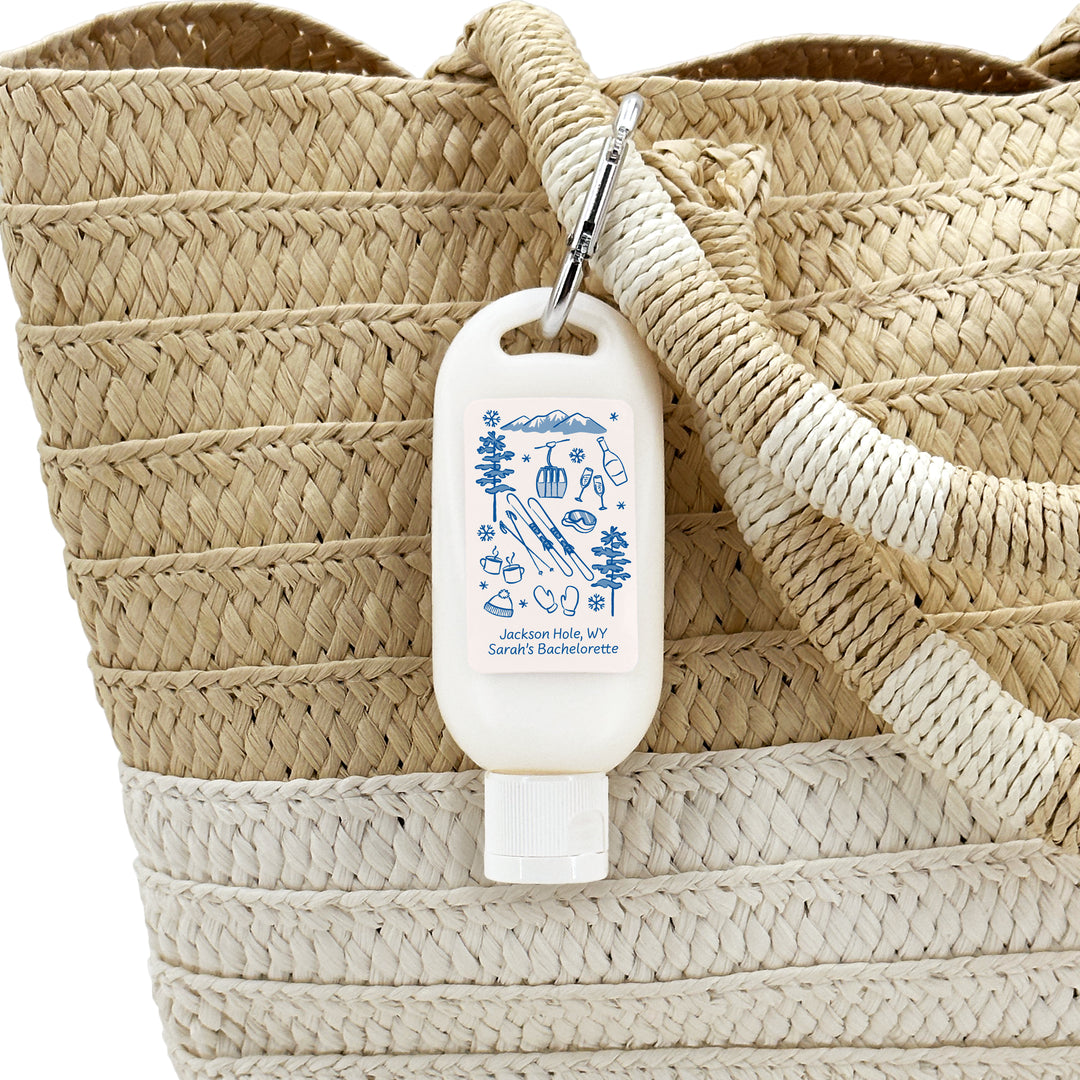 Hand Drawn Ski Sketch Pattern Carabiner Sunscreen
