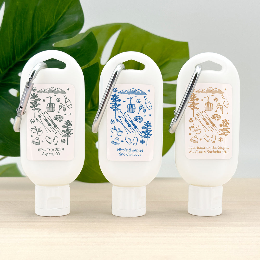 Hand Drawn Ski Sketch Pattern Carabiner Sunscreen