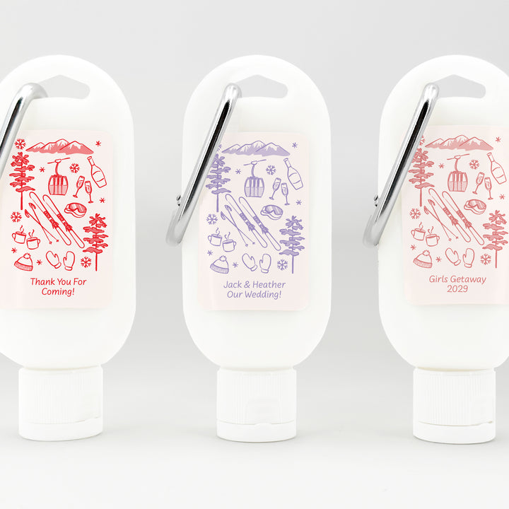 Hand Drawn Ski Sketch Pattern Carabiner Sunscreen
