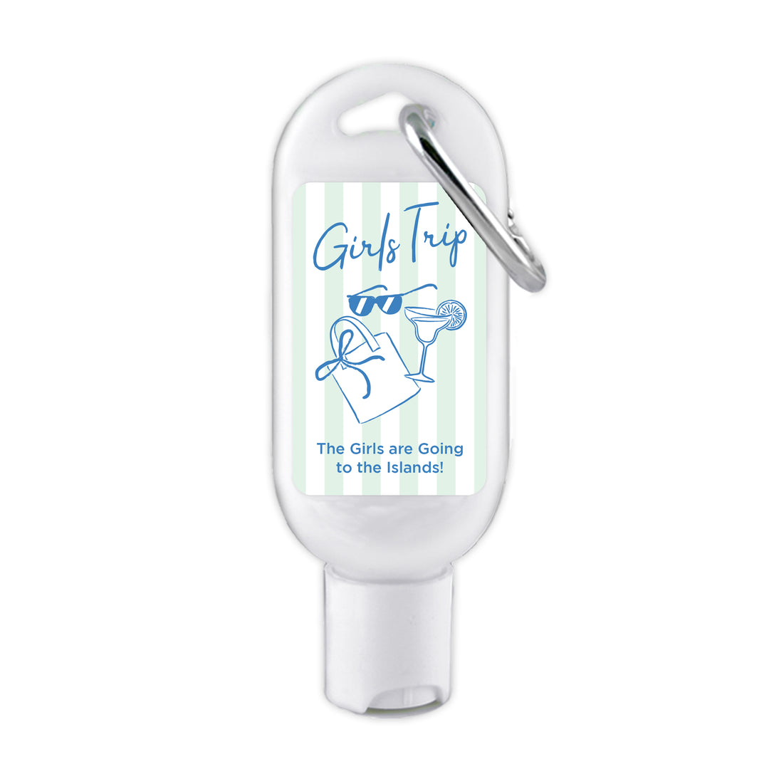 About Last Night, Last Toast on the Coast, Bachelorette Stripe Carabiner Sunscreen