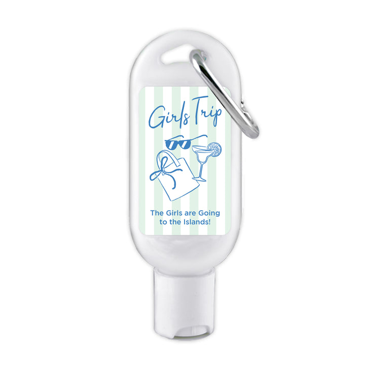 About Last Night, Last Toast on the Coast, Bachelorette Stripe Carabiner Sunscreen