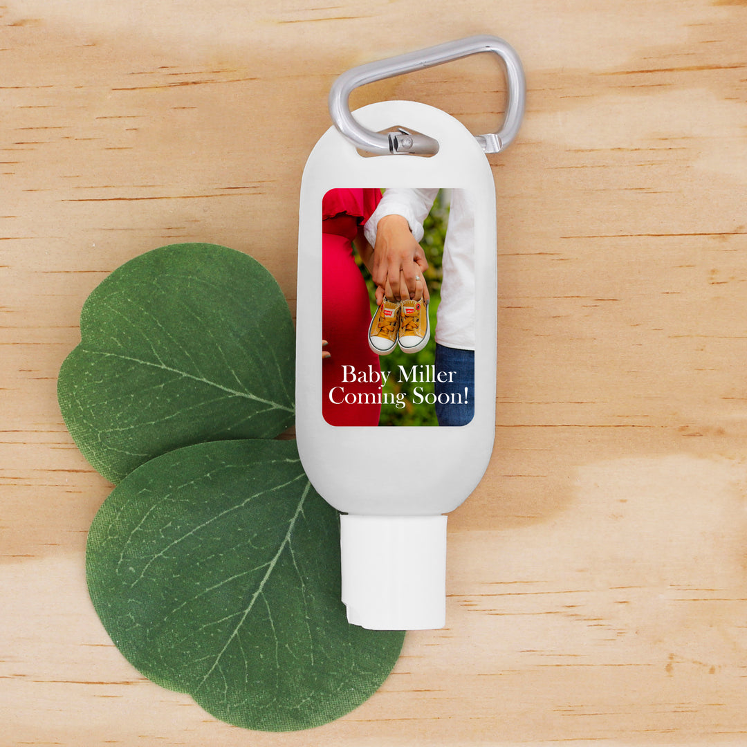 Custom Hand Sanitizer, Wedding Hand Sanitizer with Carabiner, Baby Shower Favors, Birthday Party Hand Sanitizer - Bulk with Your Design