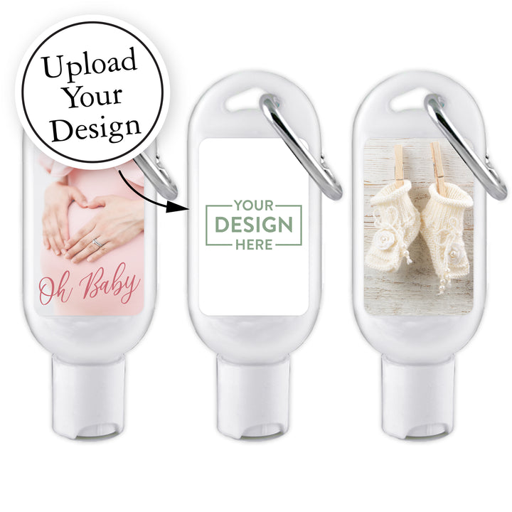 Custom Hand Sanitizer, Wedding Hand Sanitizer with Carabiner, Baby Shower Favors, Birthday Party Hand Sanitizer - Bulk with Your Design