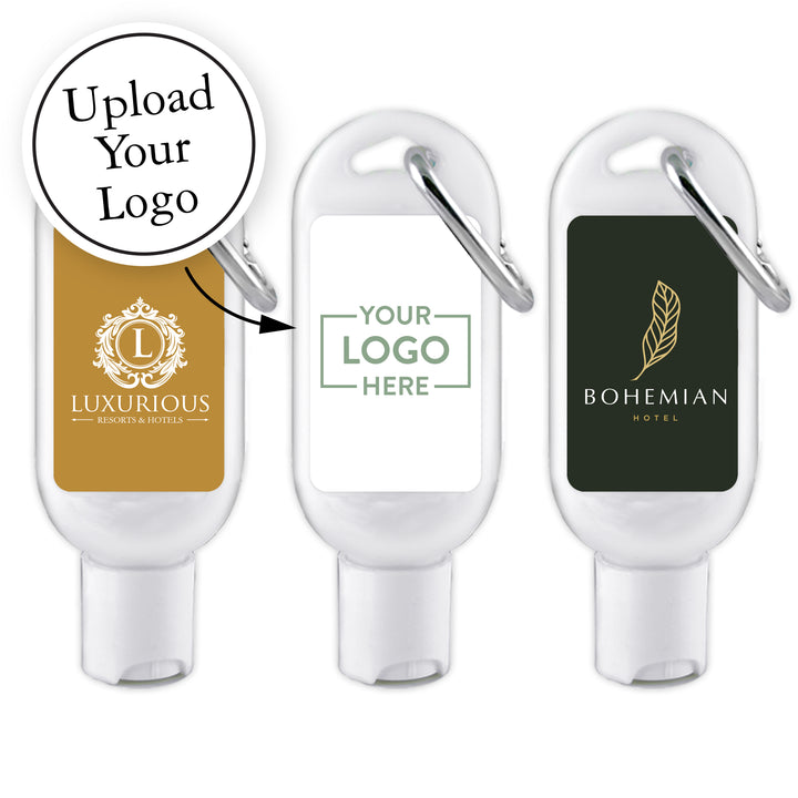 Promotional Hand Sanitizer with Carabiner, Custom Hand Sanitizer - Promotional Product - Bulk with Your Logo