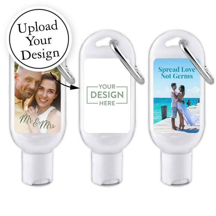 Wedding Hand Sanitizer with Carabiner, Custom Hand Sanitizer - Wedding Favors - Bulk with Your Design