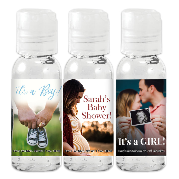 Custom Baby Shower Hand Sanitizers 1 oz Gel, Custom Hand Sanitizer Favors - Personalized Bulk Hand Sanitizer with Your Logo/Customized