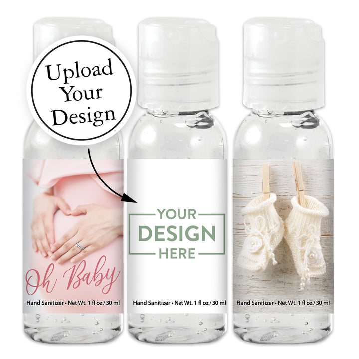 Custom Baby Shower Hand Sanitizers 1 oz Gel, Custom Hand Sanitizer Favors - Personalized Bulk Hand Sanitizer with Your Logo/Customized