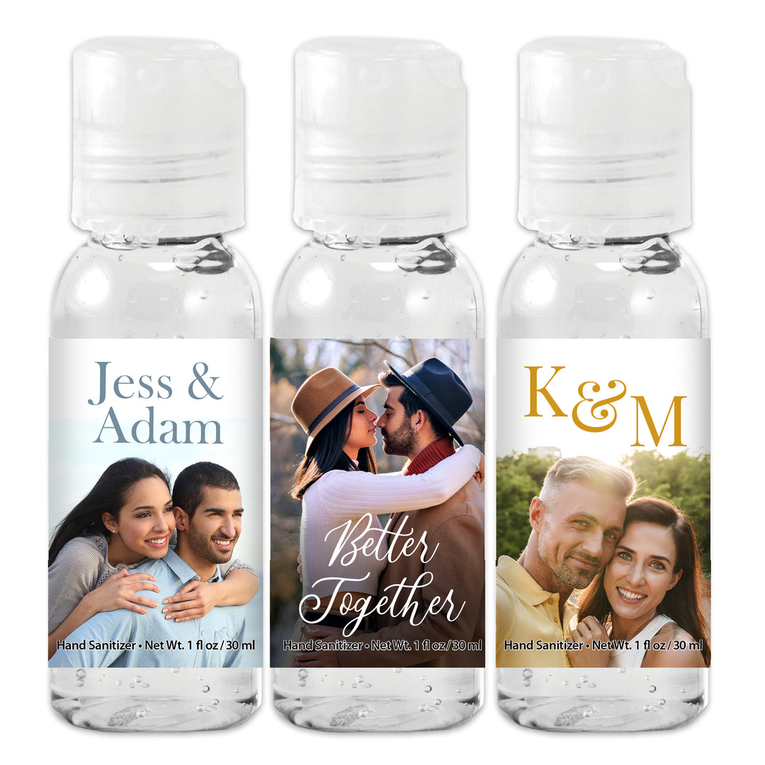 Custom Wedding Hand Sanitizers 1 oz Gel, Custom Hand Sanitizer Favors - Personalized Bulk Hand Sanitizer with Your Logo/Customized