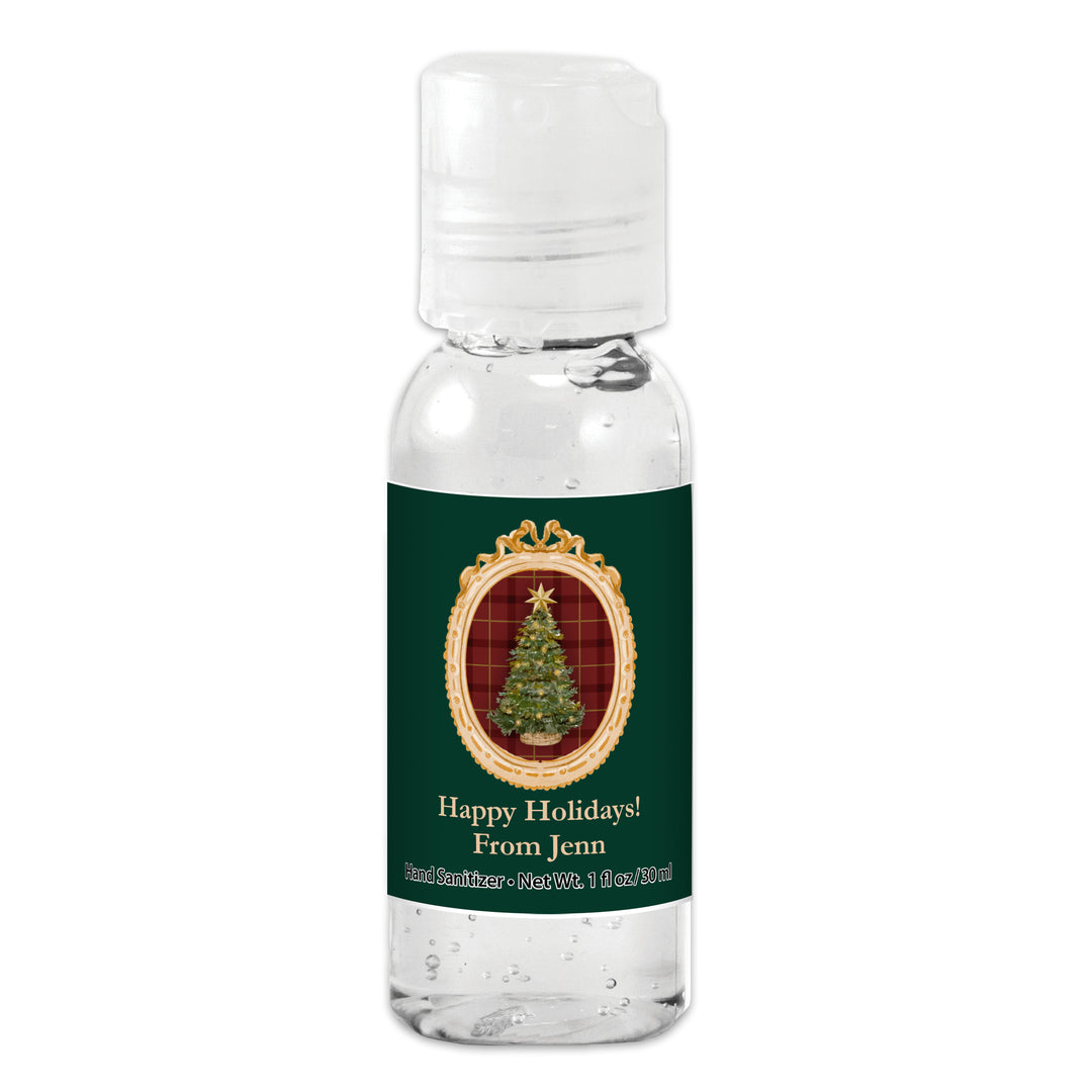 Traditional Christmas Favors, Custom Hand Sanitizers, Stocking Stuffers, Gold Frame Christmas Hand Sanitizer
