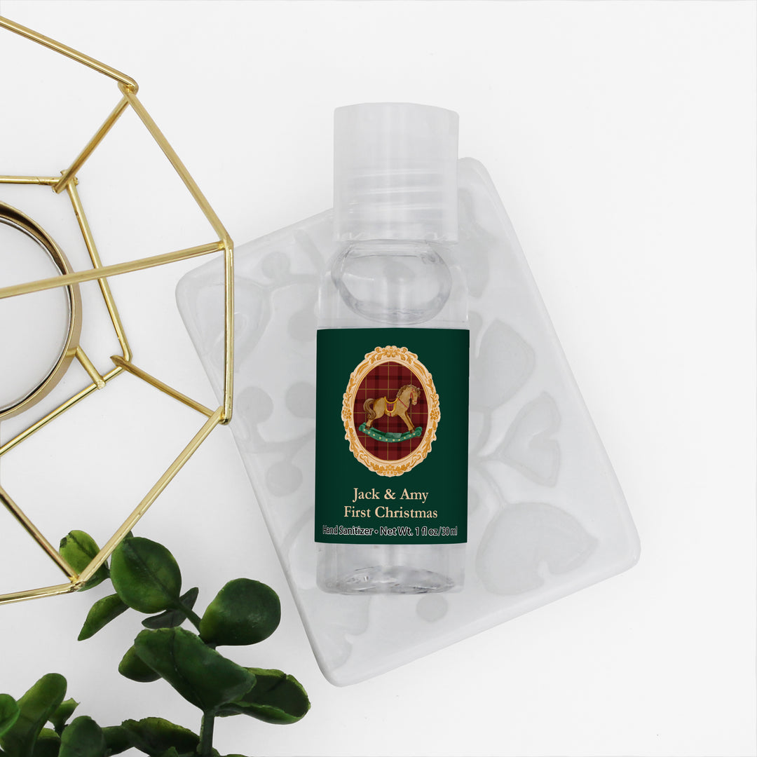 Traditional Christmas Favors, Custom Hand Sanitizers, Stocking Stuffers, Gold Frame Christmas Hand Sanitizer