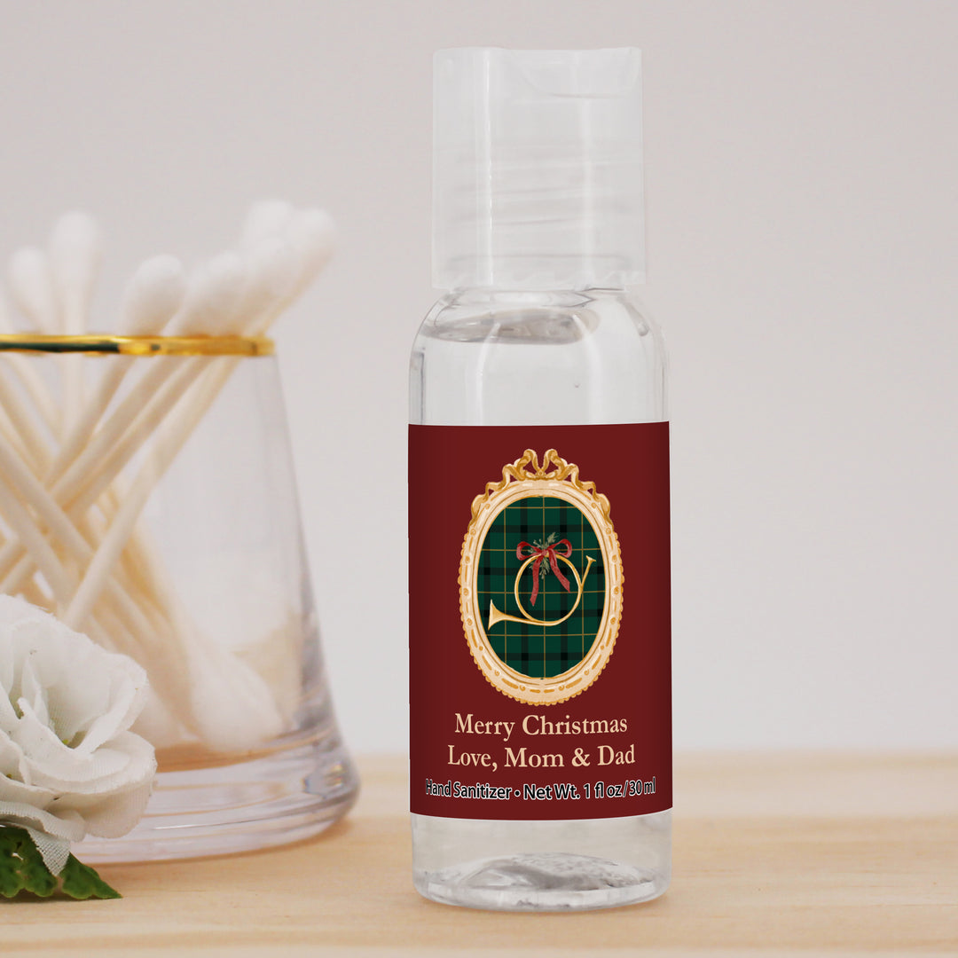 Traditional Christmas Favors, Custom Hand Sanitizers, Stocking Stuffers, Gold Frame Christmas Hand Sanitizer