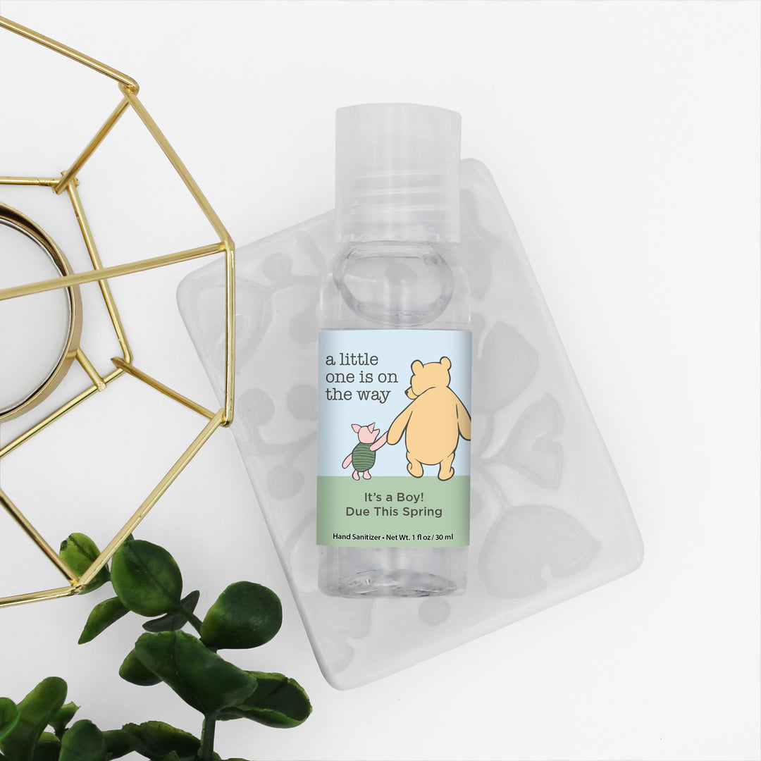 Baby Shower Hand Sanitizer Favors, Winnie the Pooh and Piglet Blue Skies