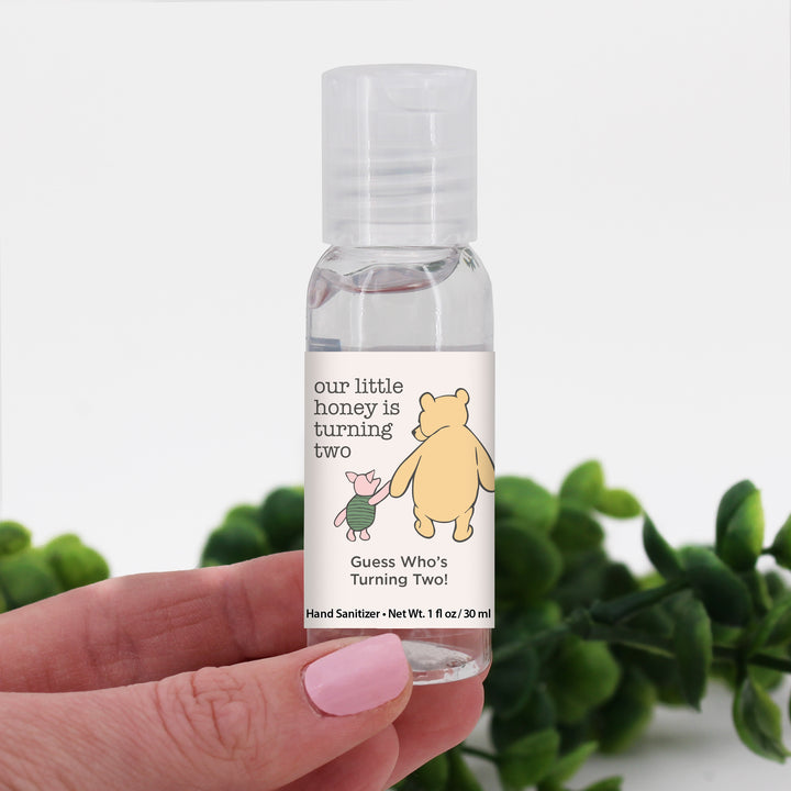 Our Little Honey is Turning One, Winnie the Pooh and Piglet Birthday, Custom Hand Sanitizer Favors