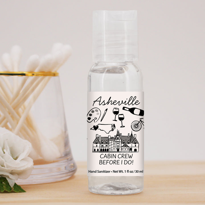 Custom Wedding Hand Sanitizers 1 oz Gel, Girls Trip, Asheville Bachelorette Sanitizers