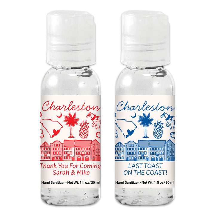 Custom Wedding Hand Sanitizers 1 oz Gel, Girls Trip, Charleston Bachelorette Sanitizers
