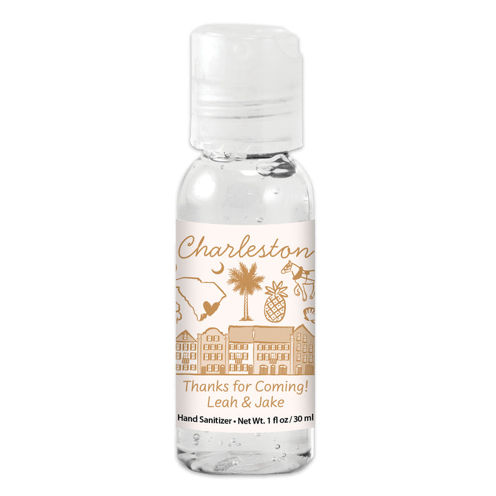 Custom Wedding Hand Sanitizers 1 oz Gel, Girls Trip, Charleston Bachelorette Sanitizers