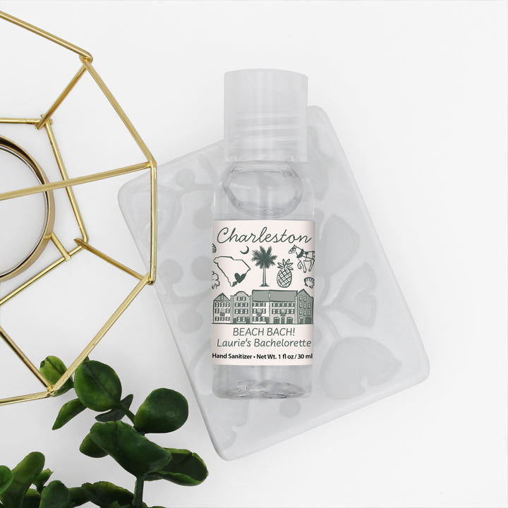 Custom Wedding Hand Sanitizers 1 oz Gel, Girls Trip, Charleston Bachelorette Sanitizers