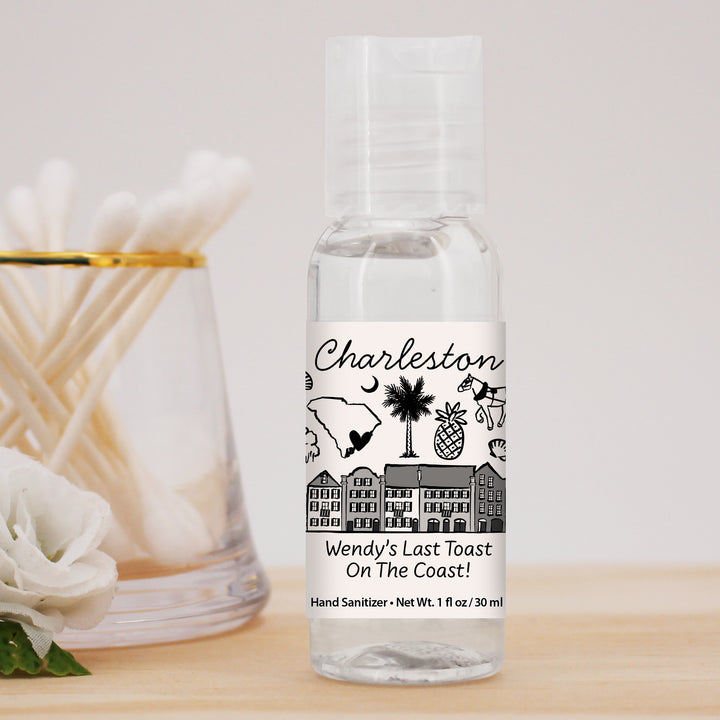 Custom Wedding Hand Sanitizers 1 oz Gel, Girls Trip, Charleston Bachelorette Sanitizers
