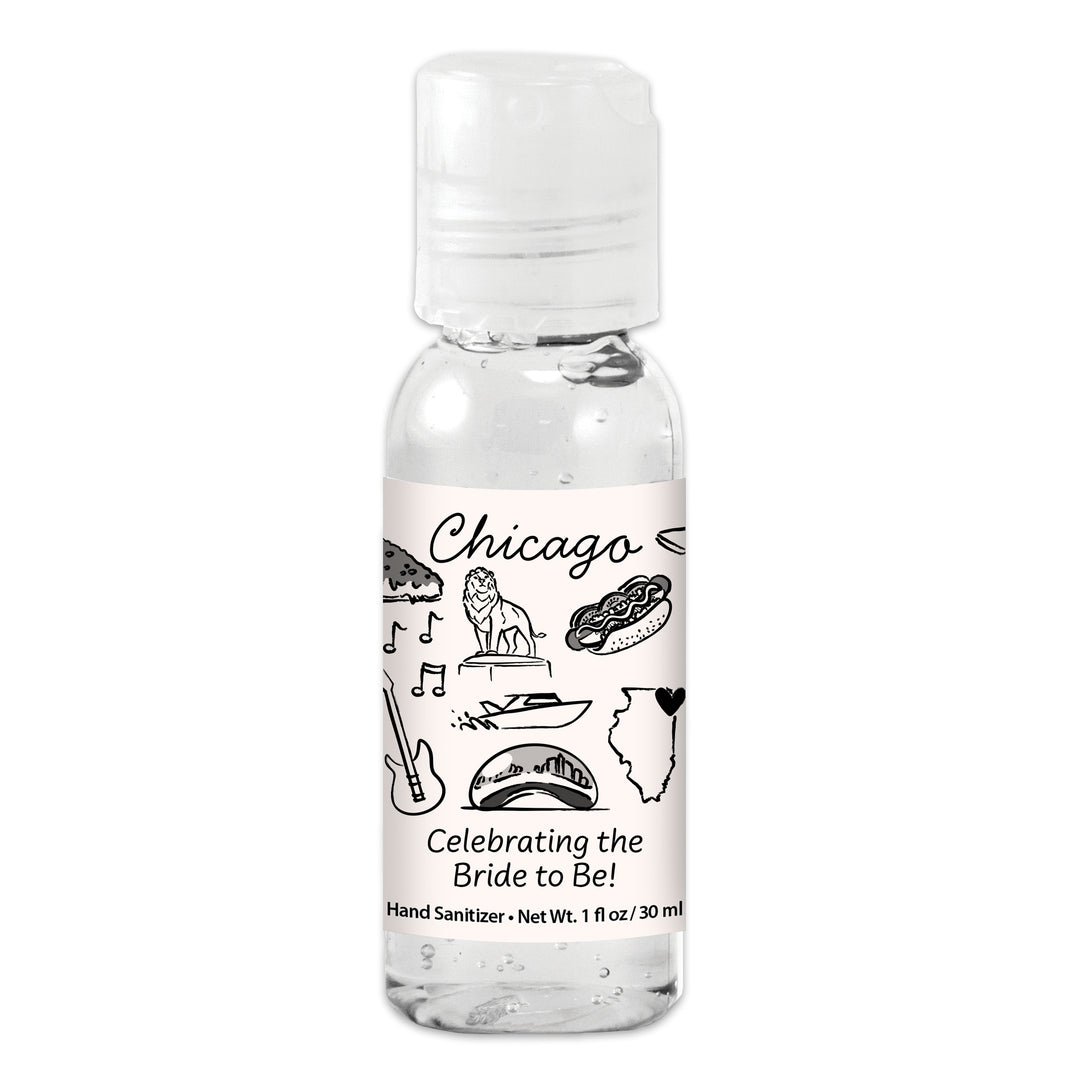 Custom Wedding Hand Sanitizers 1 oz Gel, Girls Trip, Chicago Bachelorette Sanitizers