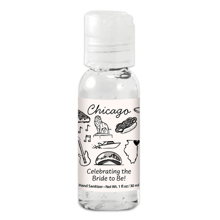Custom Wedding Hand Sanitizers 1 oz Gel, Girls Trip, Chicago Bachelorette Sanitizers