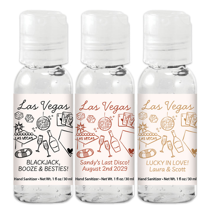 Custom Wedding Hand Sanitizers 1 oz Gel, Girls Trip, Las Vegas Bachelorette Sanitizers