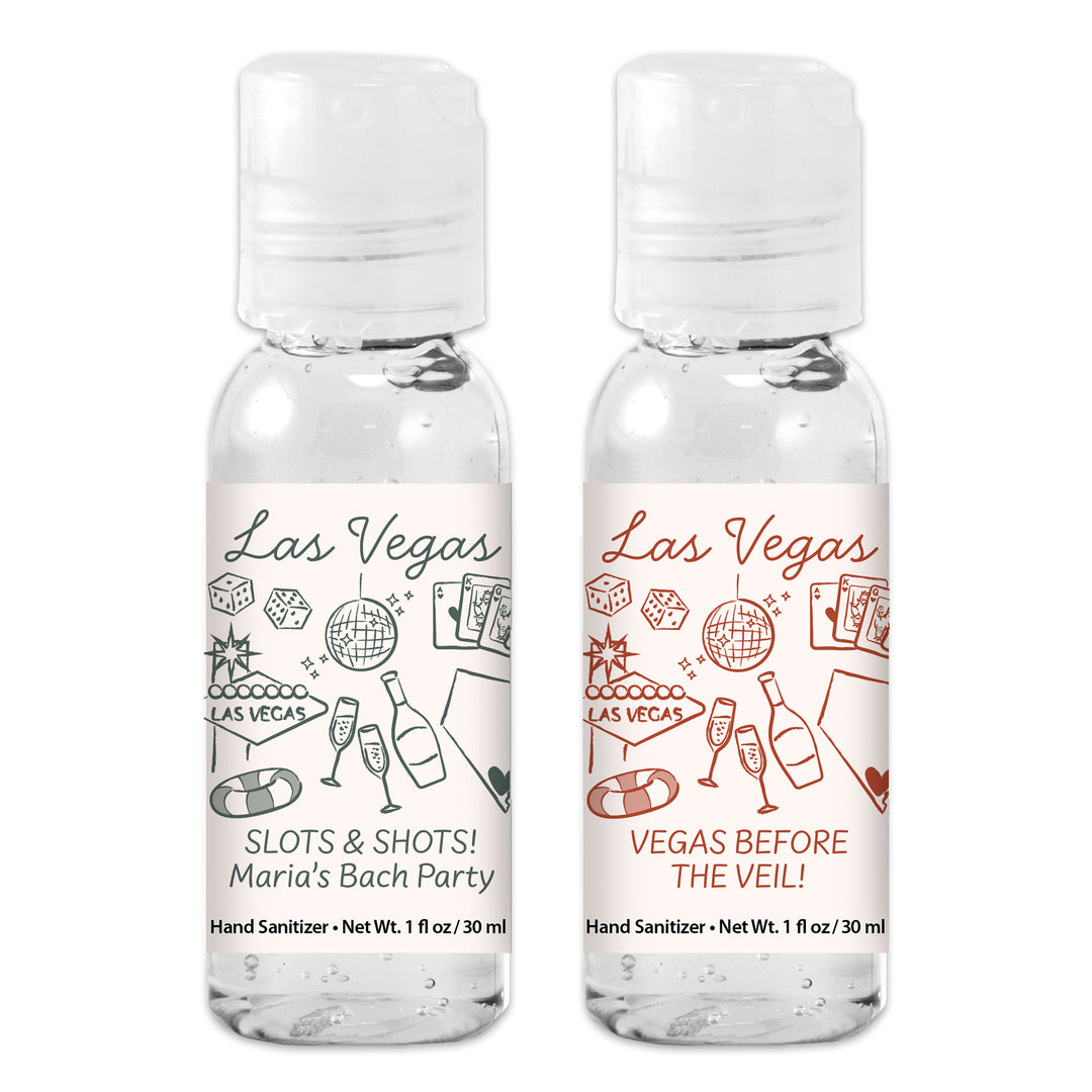Custom Wedding Hand Sanitizers 1 oz Gel, Girls Trip, Las Vegas Bachelorette Sanitizers