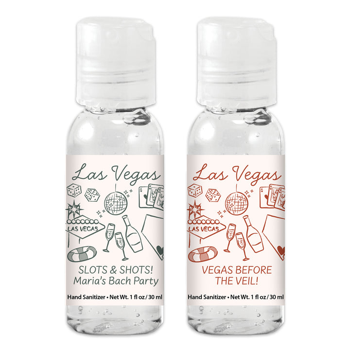 Custom Wedding Hand Sanitizers 1 oz Gel, Girls Trip, Las Vegas Bachelorette Sanitizers