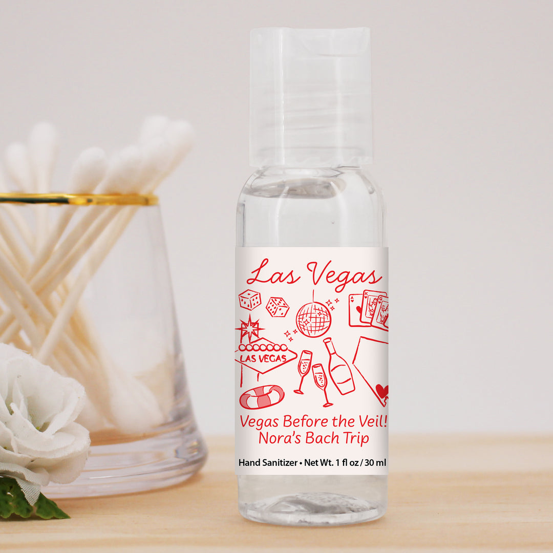 Custom Wedding Hand Sanitizers 1 oz Gel, Girls Trip, Las Vegas Bachelorette Sanitizers