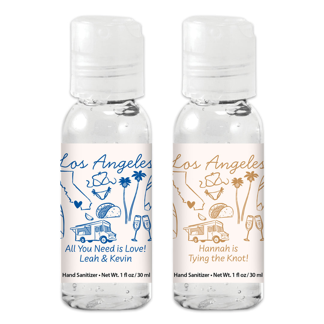 Custom Wedding Hand Sanitizers 1 oz Gel, Girls Trip, Los Angeles Bachelorette Sanitizers