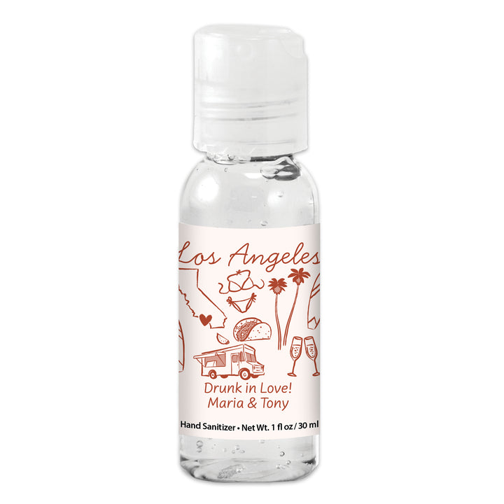 Custom Wedding Hand Sanitizers 1 oz Gel, Girls Trip, Los Angeles Bachelorette Sanitizers