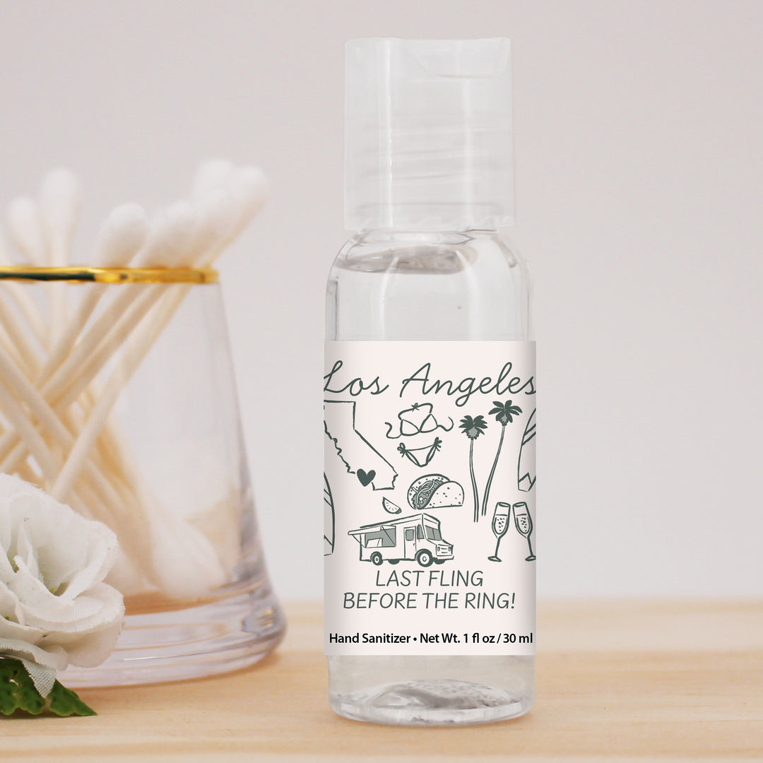 Custom Wedding Hand Sanitizers 1 oz Gel, Girls Trip, Los Angeles Bachelorette Sanitizers