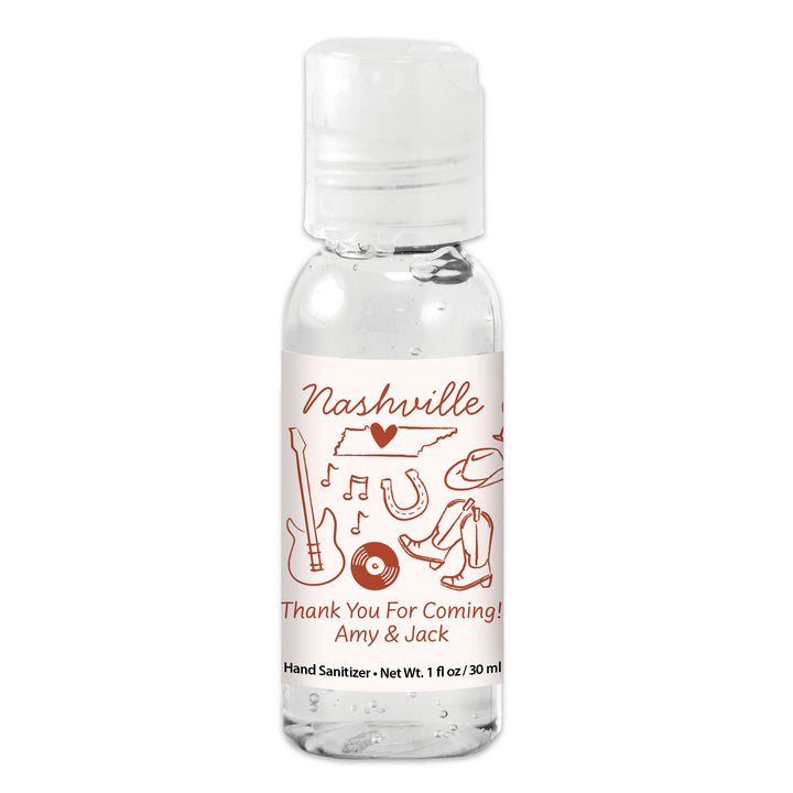 Custom Wedding Hand Sanitizers 1 oz Gel, Girls Trip, Nashville Bachelorette Sanitizers