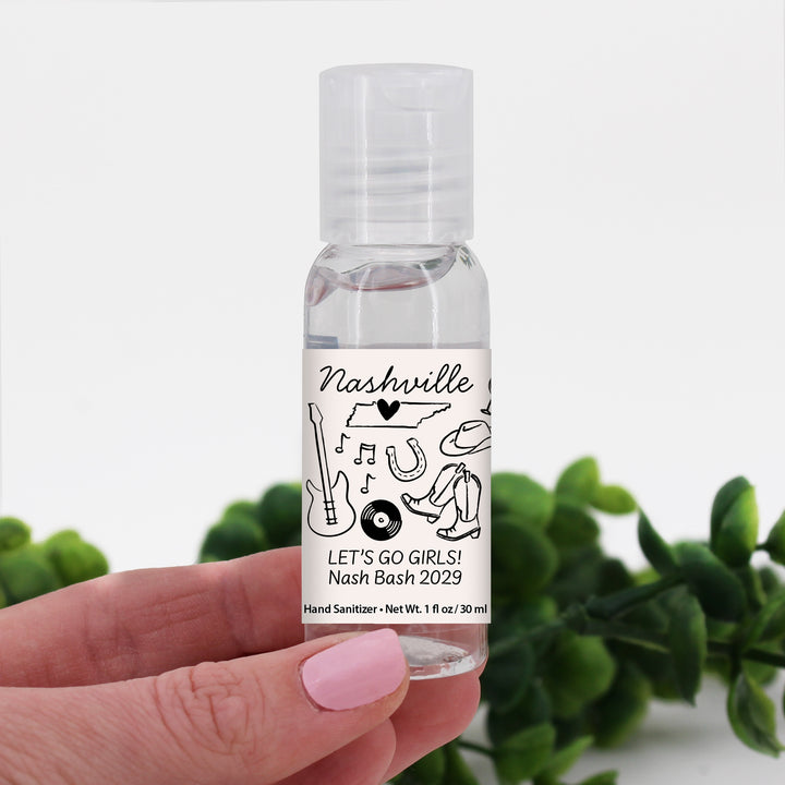 Custom Wedding Hand Sanitizers 1 oz Gel, Girls Trip, Nashville Bachelorette Sanitizers