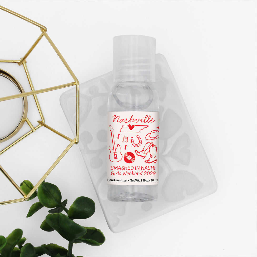 Custom Wedding Hand Sanitizers 1 oz Gel, Girls Trip, Nashville Bachelorette Sanitizers