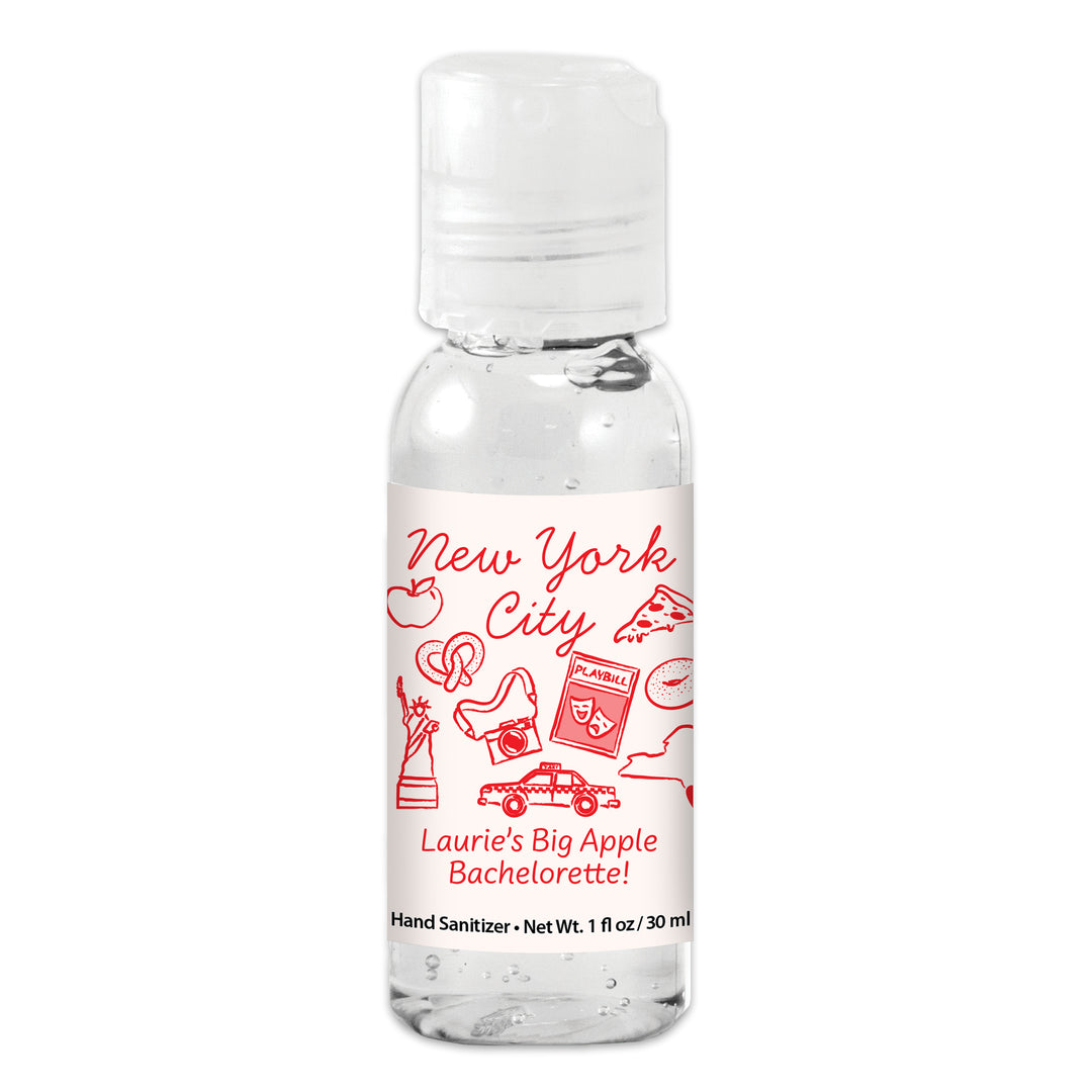 Custom Wedding Hand Sanitizers 1 oz Gel, Girls Trip, New York City Bachelorette Sanitizers