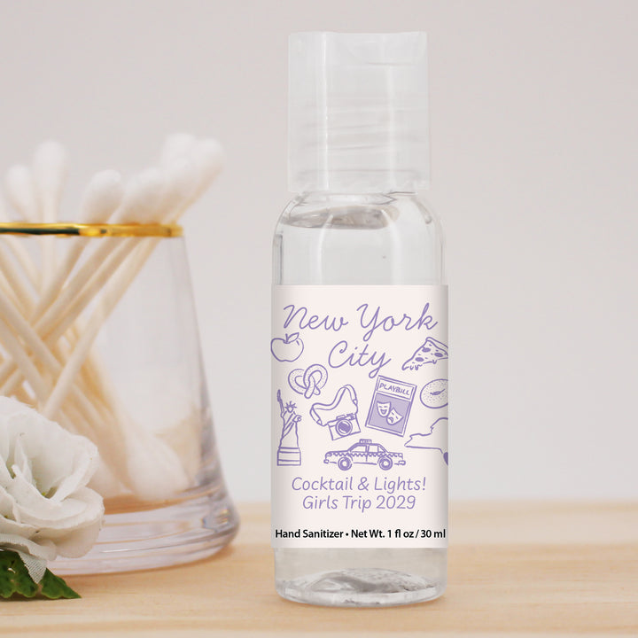 Custom Wedding Hand Sanitizers 1 oz Gel, Girls Trip, New York City Bachelorette Sanitizers