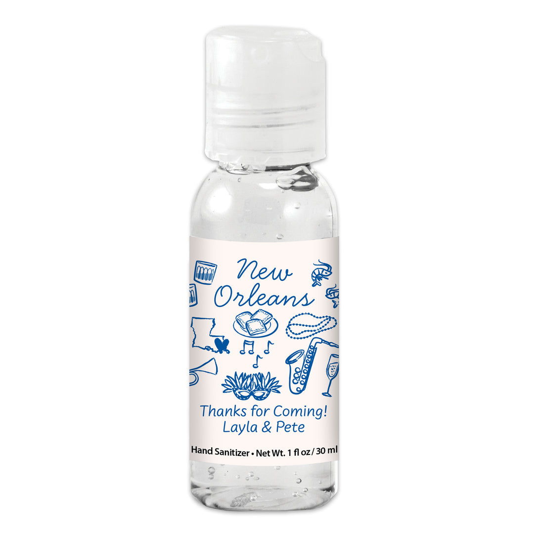 Custom Wedding Hand Sanitizers 1 oz Gel, Girls Trip, New Orleans Bachelorette Sanitizers