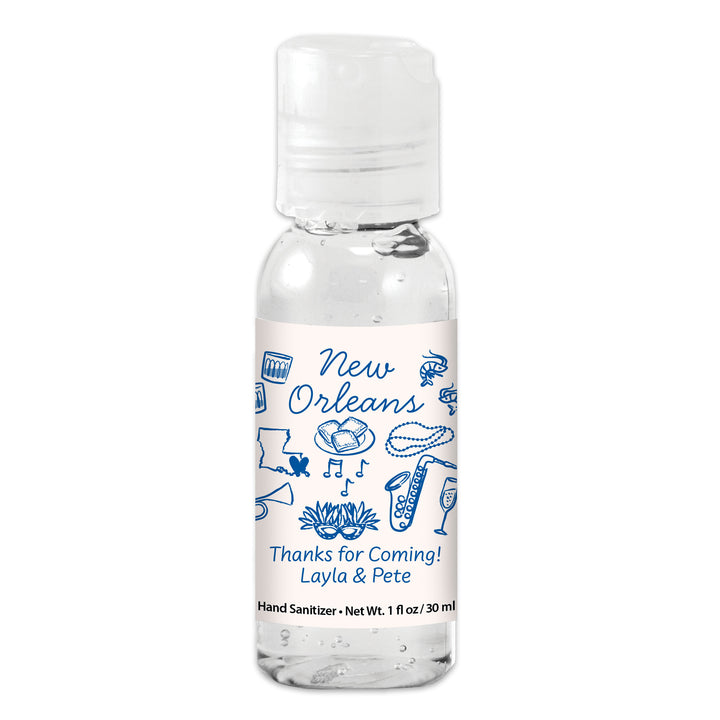 Custom Wedding Hand Sanitizers 1 oz Gel, Girls Trip, New Orleans Bachelorette Sanitizers