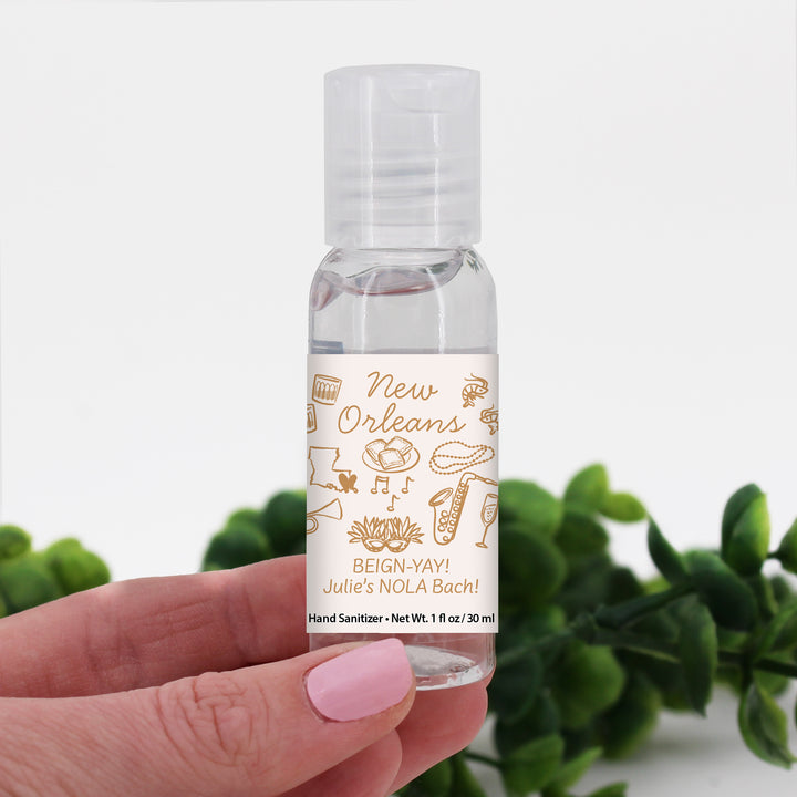 Custom Wedding Hand Sanitizers 1 oz Gel, Girls Trip, New Orleans Bachelorette Sanitizers